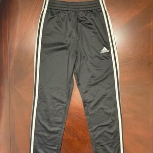 Adidas Kids Black Joggers with White Stripes